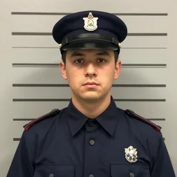 Criminal mugshot of Postman Pat as a real human, arrested for DUI, real photo