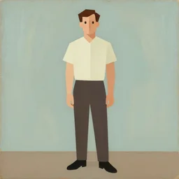 retro vintage james gilleard full body character portrait, simplified flat art stylized male character, full body portrait, very low poly, character design, oil painting filter, expressive brushstrokes, by james gilleard, retro vintage, victo ngai, kilian eng, lois van baarle