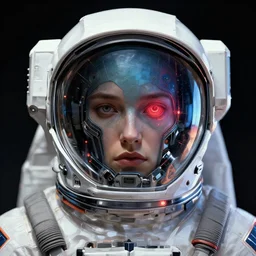 the symmetry in a face of a cyberpunk astronaut, fan art for hardboiled wonderland by geof darrow, detailed, concept art,