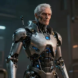 Ultra realistic illustration of an old man cyborg, cyberpunk, sci-fi fantasy, dramatic lighting, cinematic, establishing shot, extremely high detail, cinematic lighting, by Yoshitaka Amano, Ruan Jia, Kentaro Miura, Artgerm, post processed, concept art, artstation, style by eddie mendoza, raphael lacoste, alex ross, 8K, unreal engine