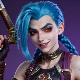 jinx! from league of legends! character portrait, close up, concept art, intricate details, highly detailed photorealistic portrait by michael komarck, adam hughes, seseon yoon, artgerm and warren louw
