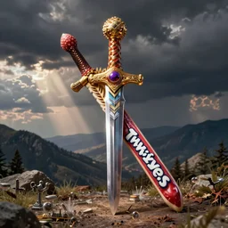 fantasy sword made out of twizzlers, painted by greg rutkowski