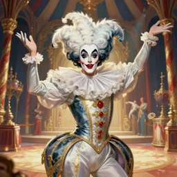award winning portrait of a attractive male pierrot, performing at a magnificent circus, beautiful circus themed background, trending artstation, digital art, aesthetic, bloom, intricate, elegant, sharp focus, digital illustration, highly detailed, octane render, digital painting, concept art, fantasy carnival, masterpiece, by lisa buijteweg and sakimichan