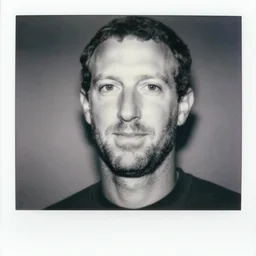 courageous mark zuckerberg with stubble and a big masculine powerful chin, black and white photography, polaroid, depth of field, maximum detail, high quality, soft light, focus