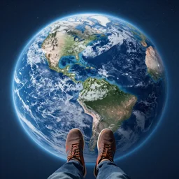 first person pov of a giant looking down the earth
