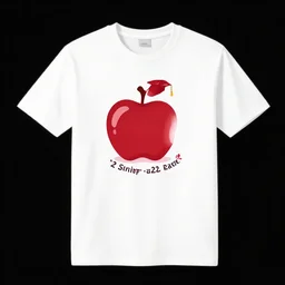 apple, 2 0 2 3 senior graduation shirt, clean graphic design, solid black background