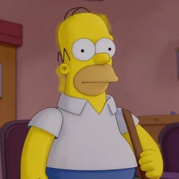 An epic cinematic film still of a realistic Homer Simpson.