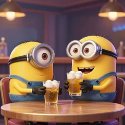 minions at the club drinking having a fun time