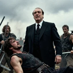 Silvio Berlusconi the orc chieftain cry at the sky as he watches his brother slain in battle