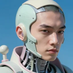 hyperrealistic close-up pastel postmodern exoskeleton! chinese man highly detailed concept art eric zener elson peter cinematic hard blue lighting high angle hd 8k sharp shallow depth of field