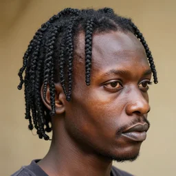 east african man, with twists for hair, extremely detailed, intricate, 4 k