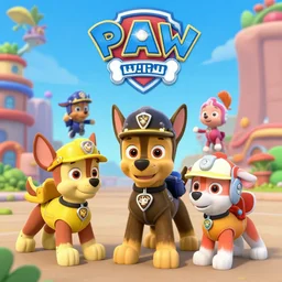Paw Patrol fighting an epic battle against the Octonauts