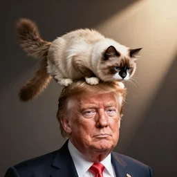 A Kawaii Ragdoll Crawled On Trump's Head