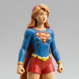 wooden sculpture of woman super hero, intricate and vibrant color details, zbrush, hyper realistic, golden ratio, macro lens, unreal engine,, vibrant color