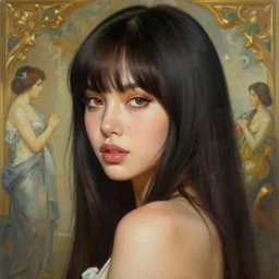 beautiful digital painting of lalisa gray background with high detail, 8 k, stunning detail, photo by artgerm, greg rutkowski and alphonse mucha, unreal engine 5, 4 k uhd
