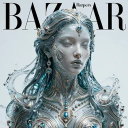 sculpture made of water, portrait, female, future, shaman, harper's bazaar, vogue, fashion magazine, insanely detailed and intricate, concept art, close up, sexy, ornate, luxury, elite, elegant, trending on artstation, by ruan jia, by Kenneth Willardt, by ross tran, by WLOP, by Andrei Riabovitchev,