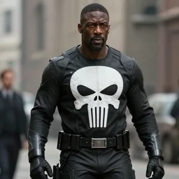 film still of Idris Elba as Punisher in new Marvel film, photorealistic 8k
