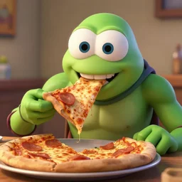 teenage mutant eating pizza with Frasier, hyper realism, cinematic, high detail, 8k, octane render, depth of field