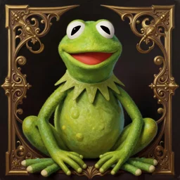 portrait of Baphomet Kermit the frog in Society (1989), intricate, highly detailed, centered, digital painting, artstation, concept art, smooth, sharp focus, illustration, artgerm, donato giancola, Joseph Christian Leyendecker, WLOP, Artgerm