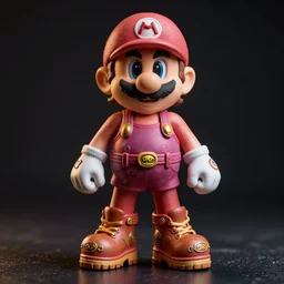 wario in mini skirt and crop top tank top, platform boots, intricate, extremely detailed, modeling photography, 8 0 mm camera, dramatic lighting, dark room, body and face
