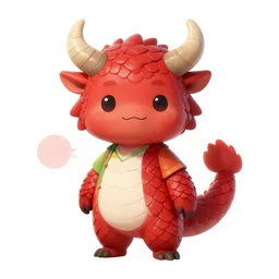 a cutely drawn kobold girl with vibrant red smooth scales wearing simple colorful clothes. she has thick tail, cute horns and smile with white belly scales and smooth geckolike features. a digital photoshop colored - pencil fantasy drawing by thomas cole, terese nielsen, and edvard escher guay, magically shaped surrealism, trending on artstation.