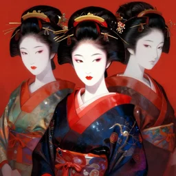 portrait of beautiful japan geisha by anna dittmann and kim jung gi and artgerm, reflections, smooth, octane redner