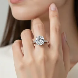 wife wearing a ring with shimmering 7 6 0 carat diamond