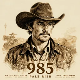 poster portrait of tom waits as the cowboy man with no name in pale rider ( 1 9 8 5 ). pen and ink, india wash, sepia tone. elegant, cinematic, cinematography by roger deakins. golden hour. highly detailed, centered, digital painting, artstation, concept art, smooth, sharp focus, illustration, artgerm, tomasz alen kopera, peter mohrbacher, donato giancola, joseph christian leyendecker drew struzan