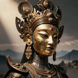 a beautiful cyborg made of ceremonial 🌚 maske