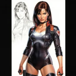 comic book cover art by simon bisley depicting jessica biel as major motoko kusanagi, concept art, airbrush, detailed!