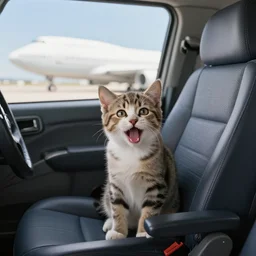 a kitten sitting in the pilot seat of a jumbo jet panicking because it doesn't know how to fly, flickr explore