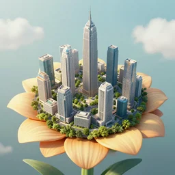 An organic city on top of a giant flower, concept art
