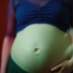 out of focus, belly of a woman, photography by saul leiter, baroque lighting, tea green, airforce blue, red, pale skin