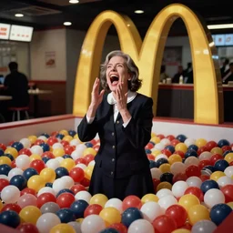 ruth bader ginsburg screaming on a bad acid trip in the mcdonalds ball pit