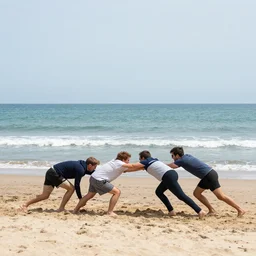 french people at the beach trying to push england further away into the sea