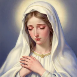 portrait of crying gorgeous young mother mary our lady of sorrows by greg hildebrandt lisa frank beautiful high detail pastel colors