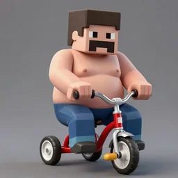 hyper realistic obese steve buscemi riding a tiny tricycle, painted by greg rutkowski, wlop, artgerm