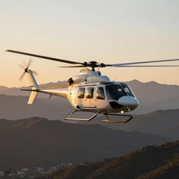 a ( ( shark ) ) helicopter, mountains, golden hour