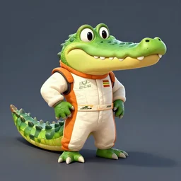 Mad crocodile racing driver, digital art