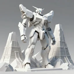 abstract sculpture representing mecha mayan temples mixed with futuristic cubist mountains