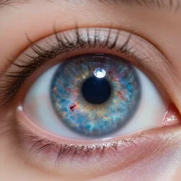 an extreme close up, studio photo of an eye with a nebula inside of it