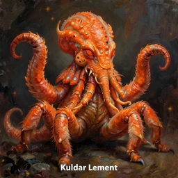 zoological portrait of orange cthulhu by kuldar leement