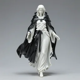 mage sculptor, black paint on white porcelain, leather cloak, intricate, wet plastic, levitating, style of alex stoddard, 8 k