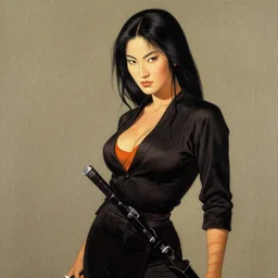 O-Ren Ishi from the movie Kill Bill painted by Norman Rockwell