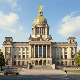panorama view of giant volkshalle building, berlin 1 9 4 5, matte painting by greg rutkowski, artstation