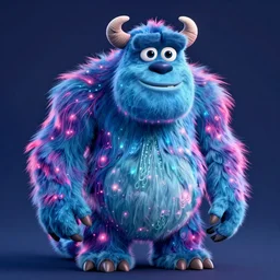 a big furry monster made of bioluminescence in the art style of monsters inc, fantasy, elegant, crisp 8 k line art, digital painting, artstation, unreal engine, octane render, emissive lighting, concept art, matte, sharp focus, hyper realistic lighting, illustration, deep royal blue and pink color scheme, art by dave kendall