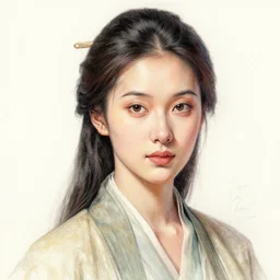 perfect professional detailed colored sketch portrait woman in eastern clothes face ultra realistic