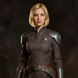 portrait of a woman by greg rutkowski, slavic features, blonde bob hair, tall and slender, star wars expanded universe, she is about 3 0 years old, wearing inteligence uniform of the outer rim association.