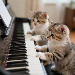 an amazing award winning photo of kittens playing piano, very detailed and sharp, 4k hdr, masterpiece