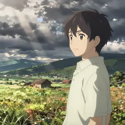 un dia de paz con mecha, arte koto no ha no niwa, makoto shinkai, semi - realistic anime